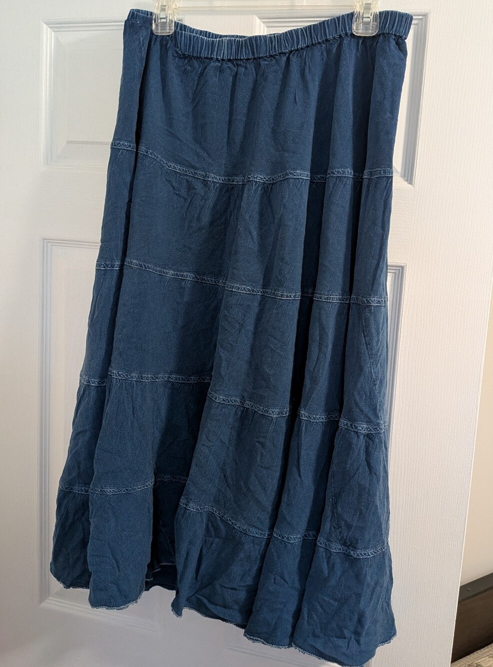 Vintage Studio West Denim Look Skirt Midi Rayon Y2K 2000's Boho Cottage L